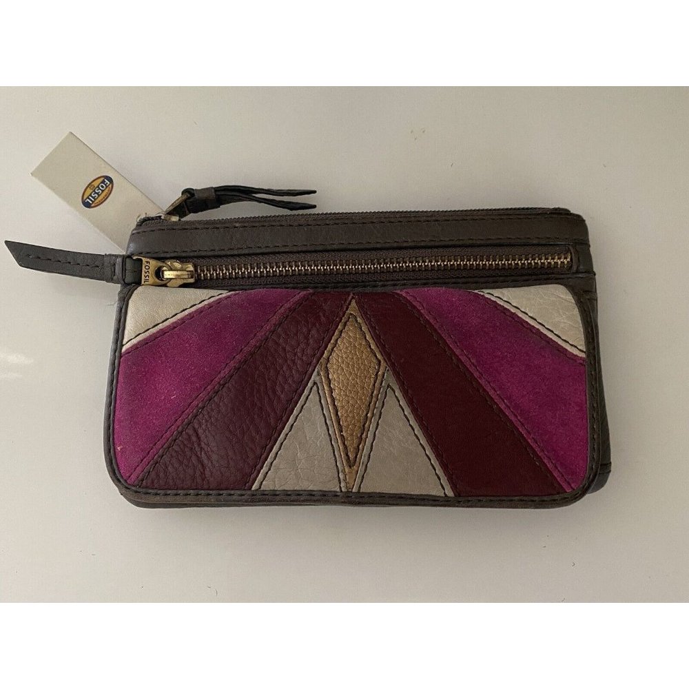 Fossil Karli Clutch Wristlet Wallet Bag‎ Geometric Print Leather Mod Vintage NWT - Picture 15 of 16